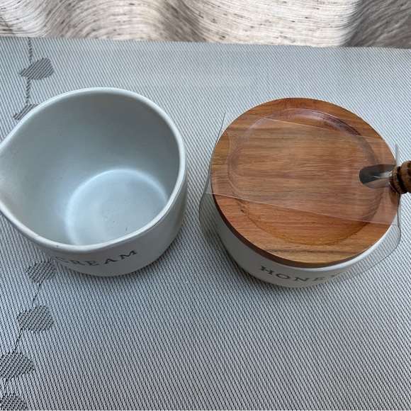 Hearth & Hand Honey Pot with Wood Lid & Dipper & Creamer Set - Picture 2 of 7